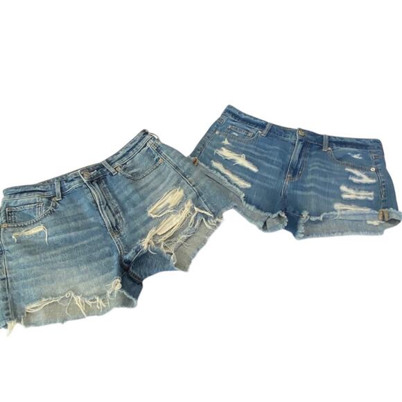 AMERICAN EAGLE AEO Two pairs Denim Tomgirl Short Shorties Size 8 - Picture 1 of 14